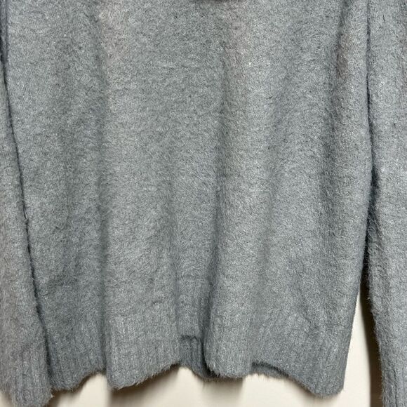 Ett Twa Anthropologie Ingrid Grey Alpaca Blend Fuzzy Cowl Neck Sweater Size M - Picture 5 of 9